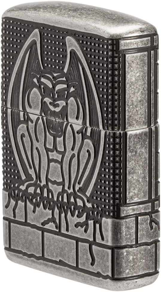 Zippo MultiCut Gargoyle Armor Antique Silver Pocket Lighter, One Size