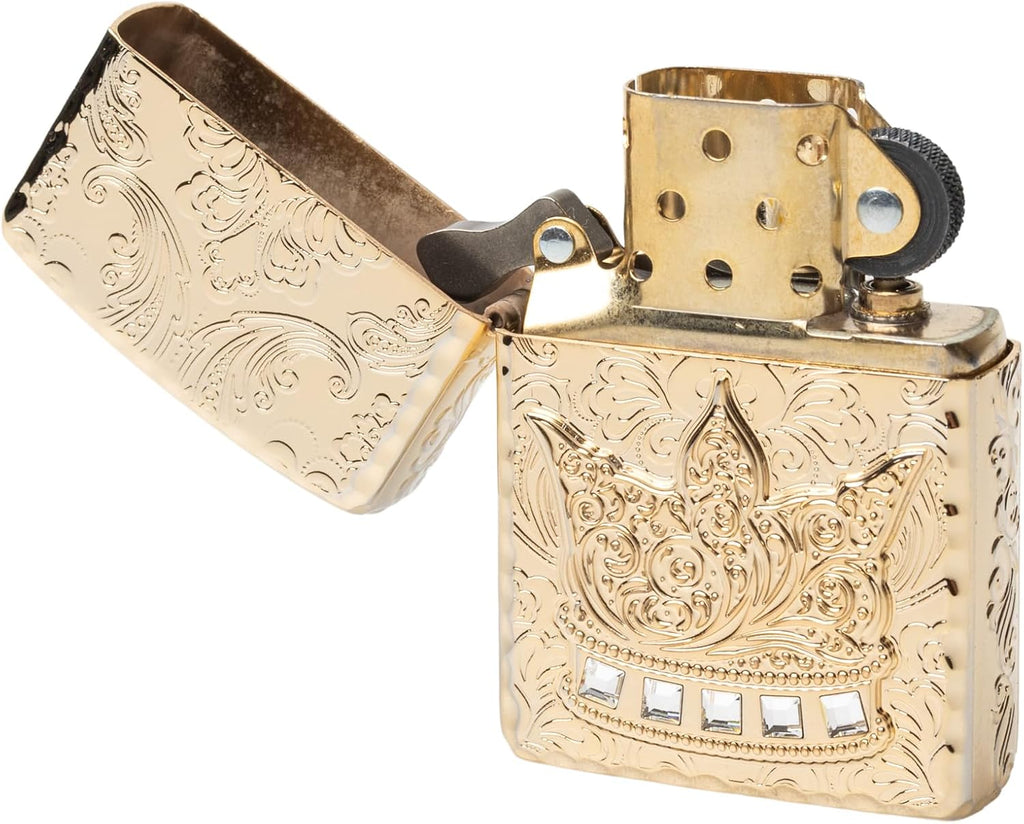 Zippo Oil Lighter Flint Armor Crown Gold 5 Sided The Crown exc