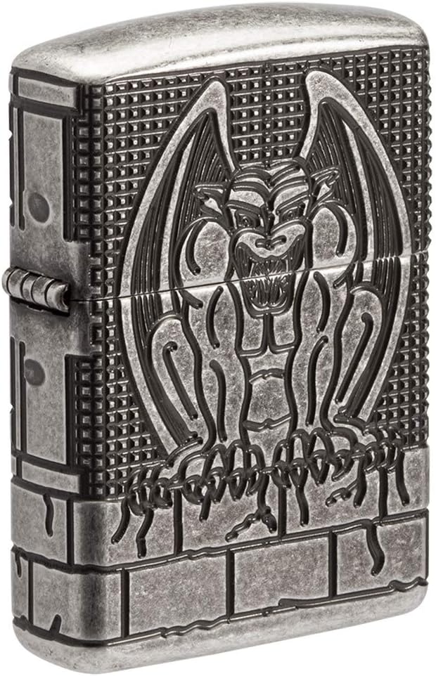 Zippo MultiCut Gargoyle Armor Antique Silver Pocket Lighter, One Size